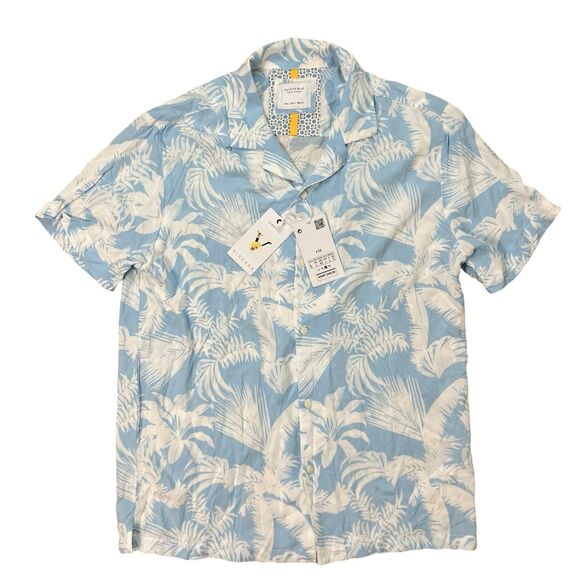Cactus Man Ricky Singh Button Down Shirt L Blue Viscose Floral Summer Beach READ - Picture 1 of 9